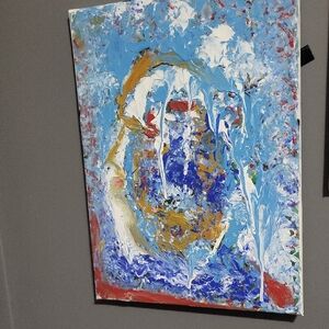 Vibrant Blue and Gold Abstract Canvas Art